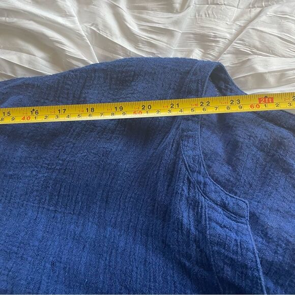 Soft Surroundings Women’s Blue Linen Blend V Neck Tunic Top w Buttons Size M - Picture 8 of 10